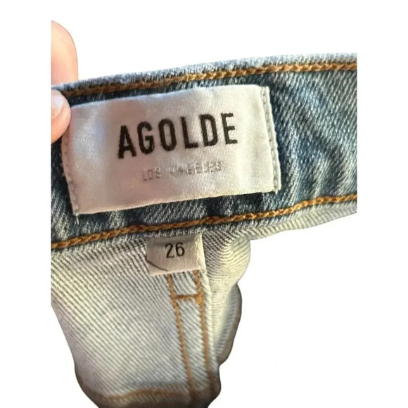 AGOLDE Blue Distressed Straight Leg Jeans Size 26 Riley - Picture 8 of 9